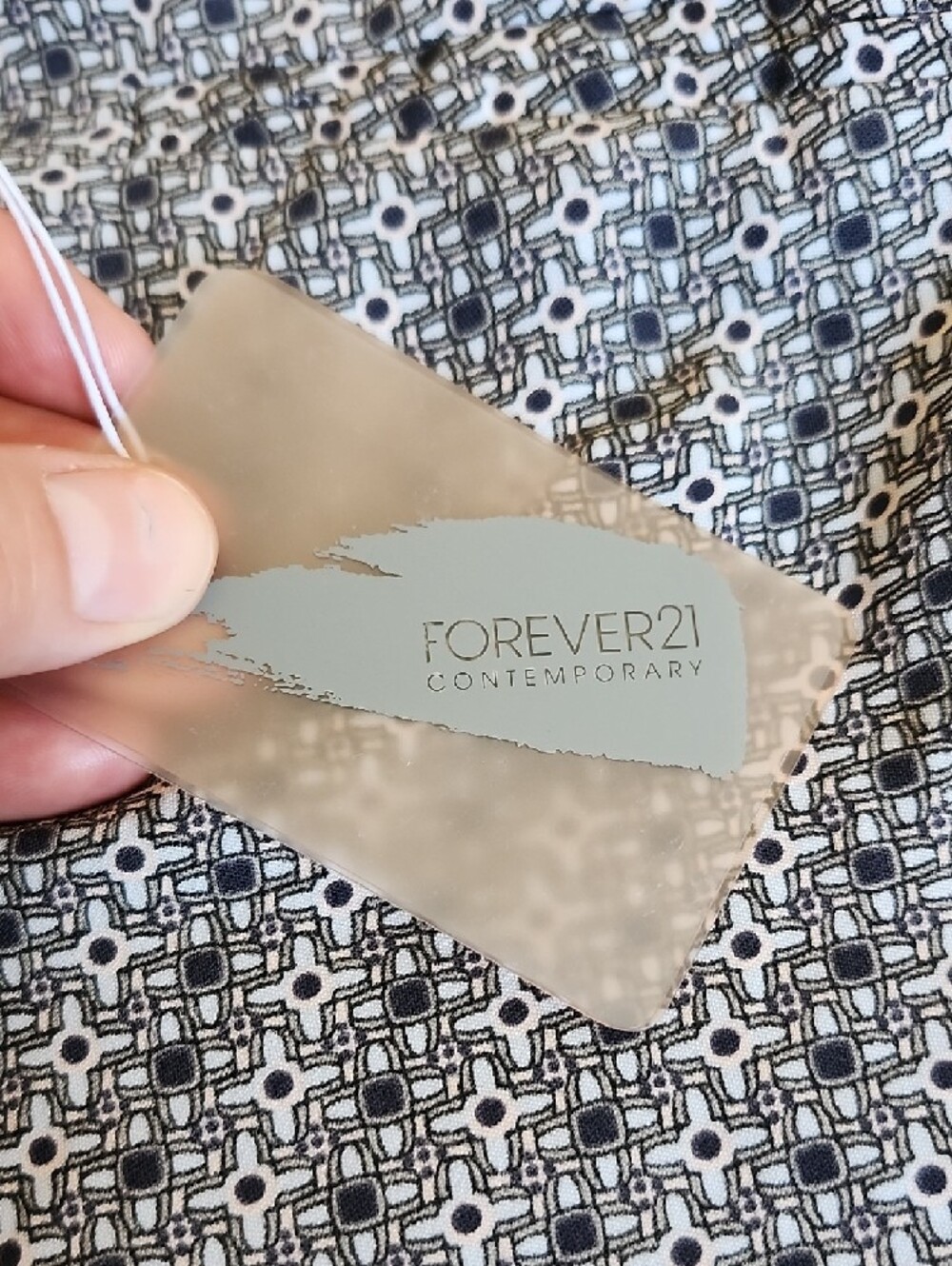 Forever 21 Blue and Brown Printed Drawstring With Button B. - Picture 7 of 8